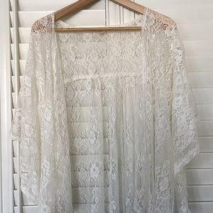 FOREVER 21 White Lace Cardigan